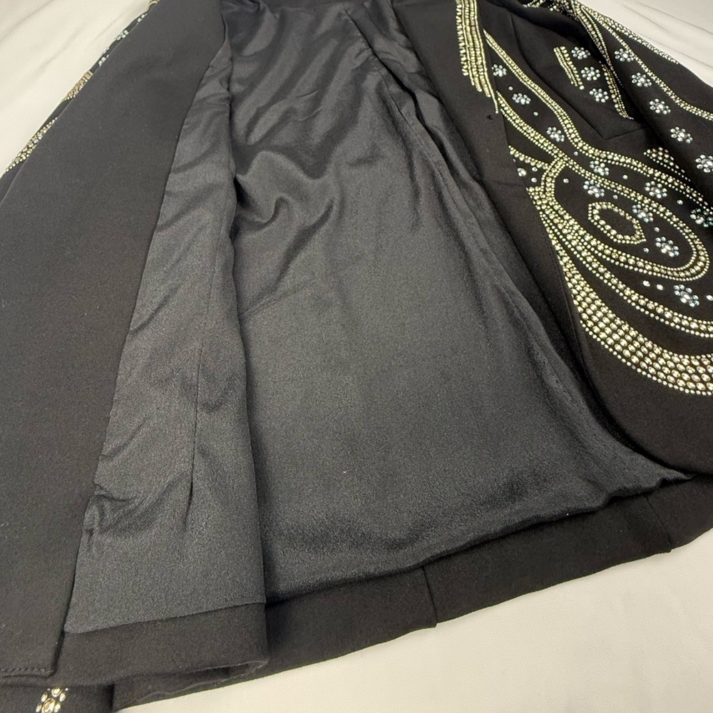 Black Rhinestones Embellished Women's Blazer Jacket - Picture 3 of 8